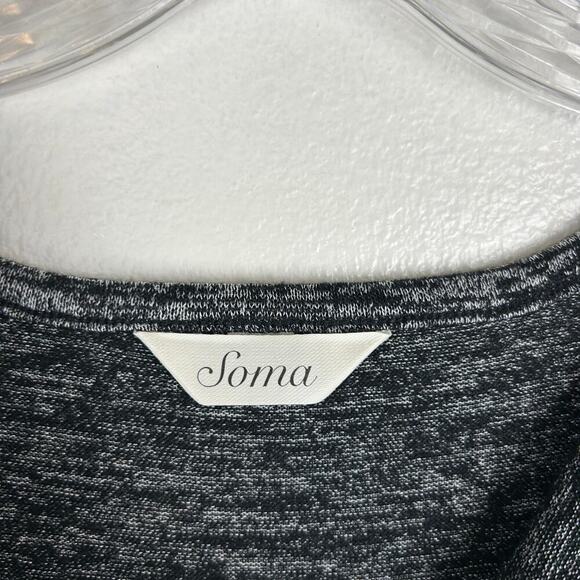 Soma 3/4 Sleeve Cowl Neck Maxi Dress Black Gray Side Slit Stretch Size Small - Picture 4 of 6